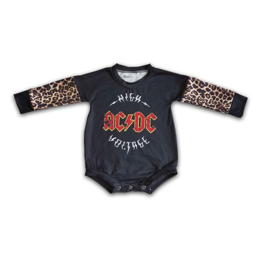 Long Sleeve Baby Romper- AC/DC Leopard Size 5/6