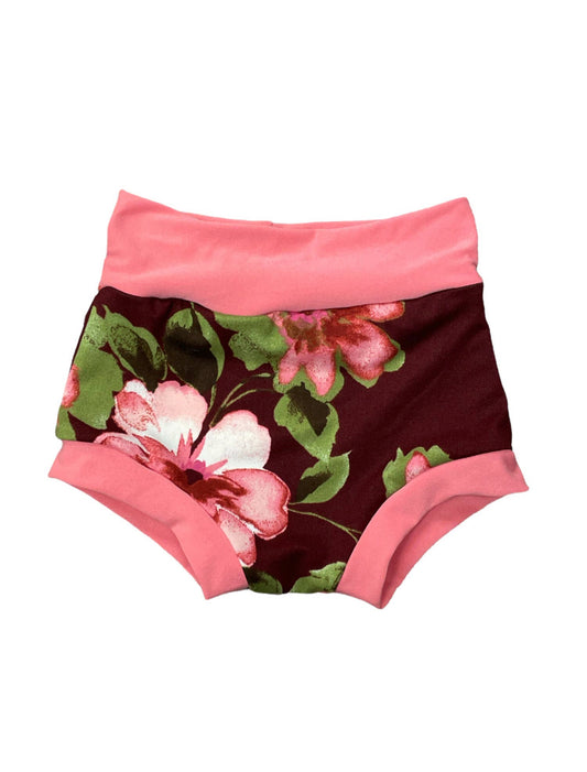 Bummies - Floral/Maroon Sizes 3M & 9M