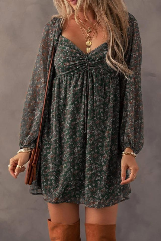 Boho Chiffon Floral Mini Dress